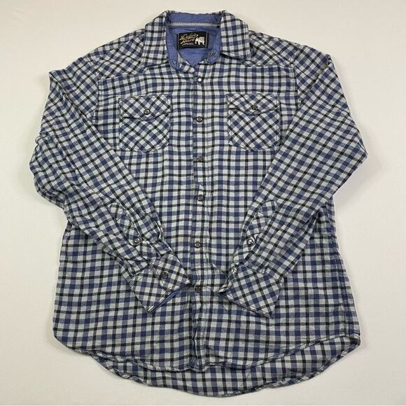 Duke’s Bark Flannel Shirt Men’s Medium Pearl Snap Flap‎ Pocket Western Cowboy - Picture 1 of 7